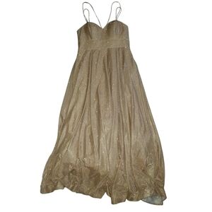 Fiesta Fashion Floor Length Shimmery Gold Gown Size XXL